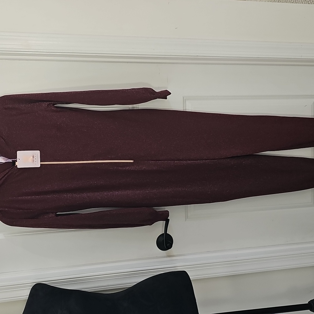 NWT Rihanna Savage X Fenty Glittery Burgundy Jumpsuit/PJs Womens Size Small - Picture 6 of 9